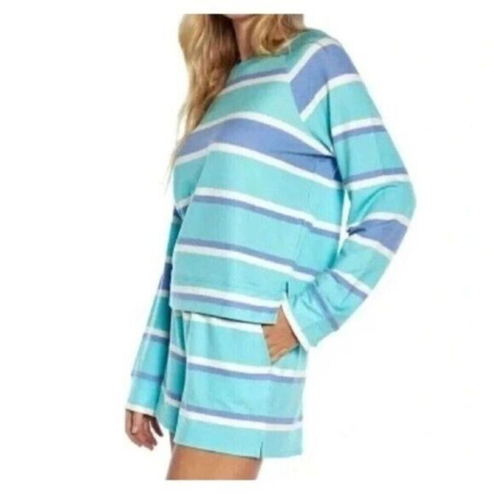 Wildfox WomenRelaxed Fit Super‎ Soft Sweatshirt And Short Lounge Set 2XL Striped